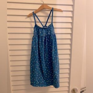 Hanna Andersson blue polka dot criss cross back dress